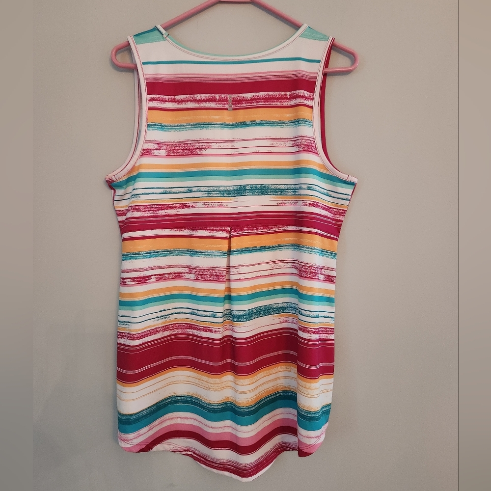 EUC Lands End Sport Stripe Tank Top.  Beautiful colors.  Size L. Lots of stretch - Picture 5 of 5